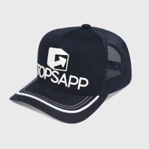 Boné truker de tela e silk screen - Perfil