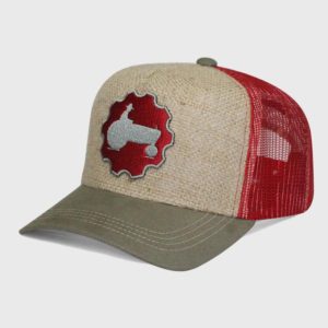 Boné trucker de tela e estopa - Perfil