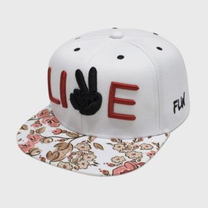 Boné aba reta branco com aba floral - Perfil