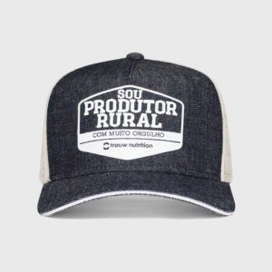 Boné truker jeans e tela - frente