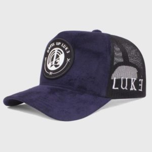 Boné trucker em tela e veludo - Perfil