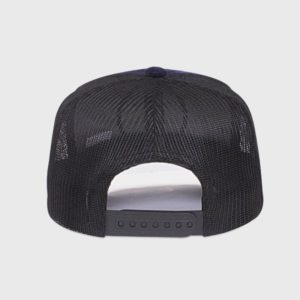 Boné trucker em tela e veludo - Traseiro