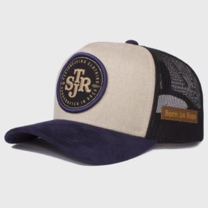 Boné trucker de tela com aplique - Perfil