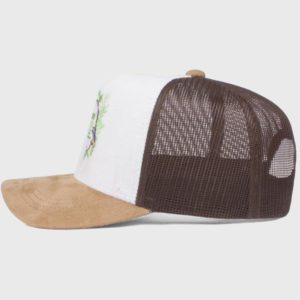 Boné trucker promocional de tela e veludo - Lateral