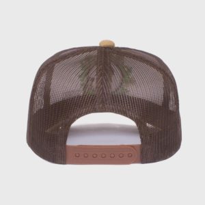 Boné trucker promocional de tela e veludo - Traseiro