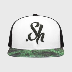 Boné preto com aba reta sublimada - Frente