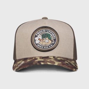 Bon&eacute; trucker de tela camuflado - Frente