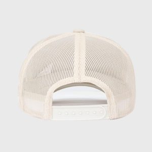 Boné trucker de tela e brim bege - Traseiro