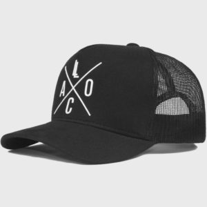 Boné trucker de tela todo preto - Perfil