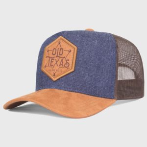 Boné trucker em jeans veludo e tela - Perfil