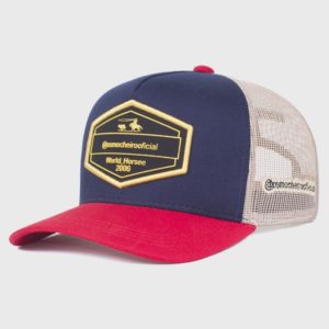 Boné trucker com aplique bordado e tela - Perfil